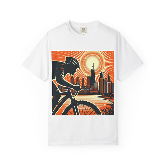 Cyclist Skyline T-Shirt — City Ride Graphic Tee